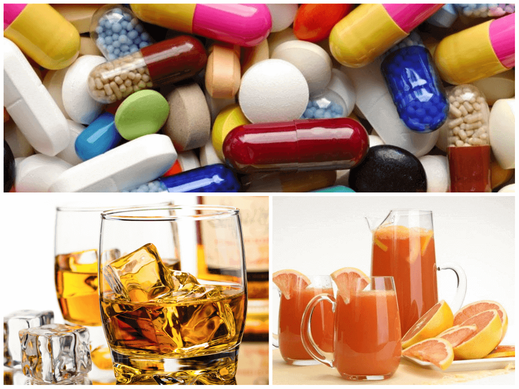 Interaction with alcohol, tablets, and grapefruit